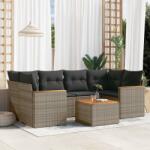 vidaXL 7 részes szürke polyrattan kerti ülőgarnitúra párnákkal (3225801)