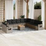 vidaXL 12 részes szürke polyrattan kerti ülőgarnitúra párnákkal (3256977)