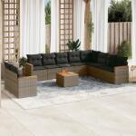 vidaXL 11 részes szürke polyrattan kerti ülőgarnitúra párnákkal (3258525)