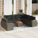 vidaXL 10 részes szürke polyrattan kerti ülőgarnitúra párnákkal (3225514)