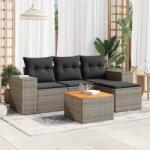 vidaXL 5 részes szürke polyrattan kerti ülőgarnitúra párnákkal (3225416)