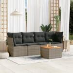 vidaXL 5 részes szürke polyrattan kerti ülőgarnitúra párnákkal (3223477)