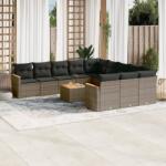 vidaXL 12 részes szürke polyrattan kerti ülőgarnitúra párnákkal (3258840)