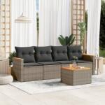 vidaXL 5 részes szürke polyrattan kerti ülőgarnitúra párnákkal (3258182)