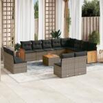 vidaXL 13 részes szürke polyrattan kerti ülőgarnitúra párnákkal (3260562)