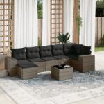 vidaXL 8 részes szürke polyrattan kerti ülőgarnitúra párnákkal (3255227)