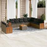 vidaXL 11 részes szürke polyrattan kerti ülőgarnitúra párnákkal (3227803)