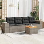 vidaXL 5 részes szürke polyrattan kerti ülőgarnitúra párnákkal (3225325)