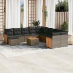 vidaXL 12 részes szürke polyrattan kerti ülőgarnitúra párnákkal (3228258)