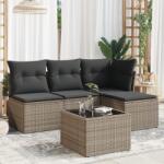 vidaXL 5 részes szürke polyrattan kerti ülőgarnitúra párnákkal (3217510)