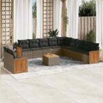 vidaXL 12 részes szürke polyrattan kerti ülőgarnitúra párnákkal (3260219)