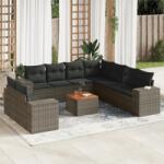 vidaXL 10 részes szürke polyrattan kerti ülőgarnitúra párnákkal (3257845)