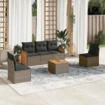 vidaXL 6 részes szürke polyrattan kerti ülőgarnitúra párnákkal (3259939)