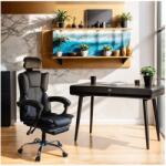  Scaun directorial OFF 4151, piele ecologica, mecanism de balansare, suport pentru picioare, 130 kg Negru