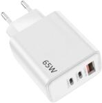 VEN-DENS Hálózati Adapter USB-C/A 65W - Fehér