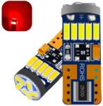 LEDtech W5W T10 CANBUS PIROS LED izzó égő 12V 2db-os készlet ✔️ (W5WP)