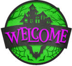 Welcome - kísértetház mintás halloweeni ajtókopogtató natúr alap (HDS_001)