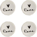 Clayre & Eef Set 4 butoni mobilier ceramica neagra bej Love 4x3/6 cm (65289)