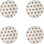 Clayre & Eef Set 4 butoni mobilier ceramica neagra bej Inimioare 4x3/6 cm (65290)