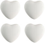 Clayre & Eef Set 4 butoni mobilier ceramica alba Inimioare 4x3/6 cm (65293)