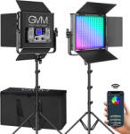 GVM Kit 2 Panouri RGB, GVM 50RS, 384 LED, trepiezi 200 cm inclusi, geanta transport si accesorii