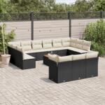 vidaXL Set mobilier de grădină cu perne, 14 piese, negru, poliratan (3256252)