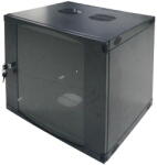 LogiLink CABINET 19" LOGILINK 9U 540x450mm, fixare pe perete, Flatpack (dezasamblat), Black, usa sticla cu blocare, otel 1.2mm, sarcina maxima 30Kg, "W09F64B (W09F64B)