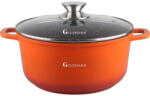 Goldmann Cratita marmorata antiaderenta Goldmann, 2.3 L, 20 x 8.5 cm, inductie, capac sticla, ECO-friendly, Orange (GM 7320O)