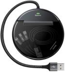 Baseus Autós Töltő Elosztó Állomás USB-C és 2XUSB Kimenet + USB - MicroUSB+Lightning+USB-C Adatbábel, Fekete (CAHUB-FX01)