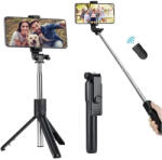  Prémium selfie bot, 19 - 70 cm, 360°-ban forgatható, exponáló gombbal, bluetooth-os, v4.0, tripod állvány funkció, R1, fekete