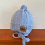  Vastag kötött baba sapka - Kék autós (34-36 cm fejkörfogat)