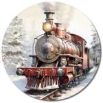  Nyomtatott fa tábla koszorú közép - Karácsonyi vonat 14, 8cm