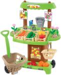 Ecoiffier Stand de legume Bio cu coş de cumpărături Organic 100% Chef Ecoiffier maro cu 35 de accesorii de la vârsta de 18 luni (ECO1741)