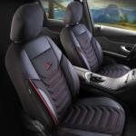 Panda Set Huse Scaune Auto pentru Alfa Romeo 155 - Panda Florida, cu fermoare pentru bancheta rabatabila, negru cu cusatura rosie, 11 piese