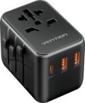 Vention 3-Port USB (C + A + A) Universal Travel Adapter (20W/18W/18W) Black töltőfej (FJEB0)