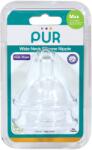 PUR BABY Set 2 tetine silicon pentru biberon cu gura larga, marime M, 3-6 luni, PUR