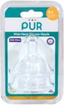 PUR BABY Set 2 tetine silicon pentru biberon cu gura larga marime S, 0-3 luni, PUR