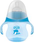 PUR BABY Biberon cu manere tip delfin, albastru, 230ml, PUR