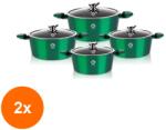 Grunberg Set 2 x 4 Cratite din Aluminiu cu Capace din Sticla, Verzi, Compatibile cu Plita cu Inductie, Grunberg (GUJ-2xGR2716V)