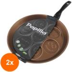 Papilla Set 2 x Tigaie din Aluminiu pentru Clatite, Emoji, cu Invelis Antiaderent, 28 cm, Papilla (GUJ-2xPCM28EMOJI)