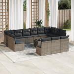 vidaXL 14 részes szürke polyrattan kerti ülőgarnitúra párnákkal (3218400)