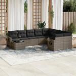 vidaXL 10 részes szürke polyrattan kerti ülőgarnitúra párnákkal (3220659)