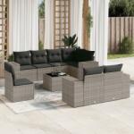 vidaXL 9 részes szürke polyrattan kerti ülőgarnitúra párnákkal (3255187)