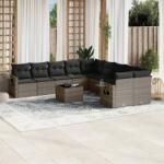 vidaXL 11 részes szürke polyrattan kerti ülőgarnitúra párnákkal (3220719)