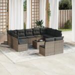 vidaXL 12 részes szürke polyrattan kerti ülőgarnitúra párnákkal (3218360)