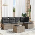 vidaXL 6 részes szürke polyrattan kerti ülőgarnitúra párnákkal (3217530)
