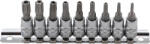BGS technic Technic Behajtófej-készlet 6, 3 mm (1/4") T-profil (Torx) T10 furattal - T50 9 darabos (BGS-2165) (BGS-2165)