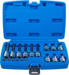 BGS technic Technic Behajtófej-készlet 6, 3 mm (1/4") / 12, 5 mm (1/2") T-profil (Torx) furattal 18 darabos (BGS-5174) (BGS-5174)