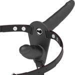 Fetish Submissive Harness Fetish - dupla behatolású fekete vibrátor harnesszel - szexvital