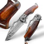 HARAHU ZE-26673 Damaszk összecsukható vadászkés - Barna KP26673